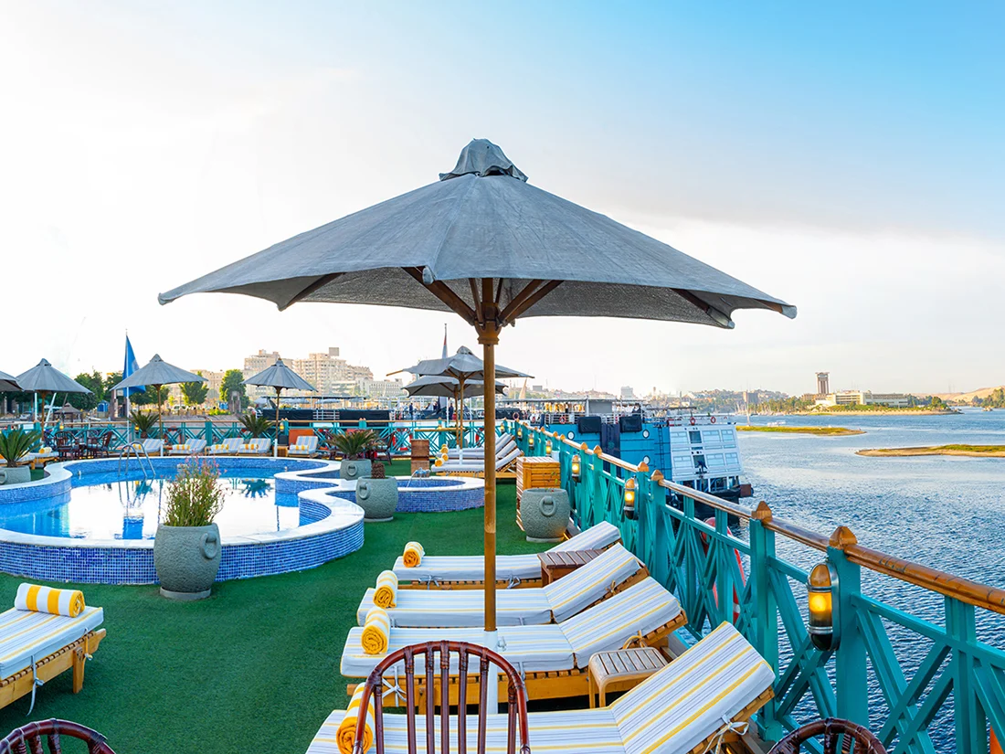 Sun deck of the Sonesta Moon Goddess Nile Cruise Ship Nile cruise